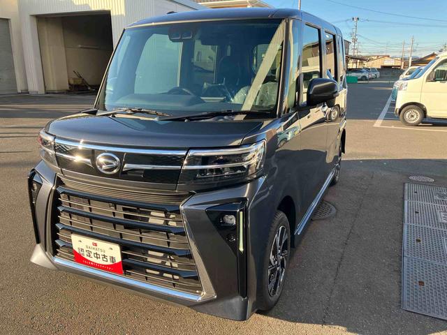 タントカスタムX 4WD 届出済未使用車4WD CVT 660cc 両側電動スライドドア 衝突被害軽減ブレーキ 横滑り防止装置 ABS アイドリングストップ プッシュボタンスタート ディスプレイオーディオ 届出済未使用車(福島県)の中古車