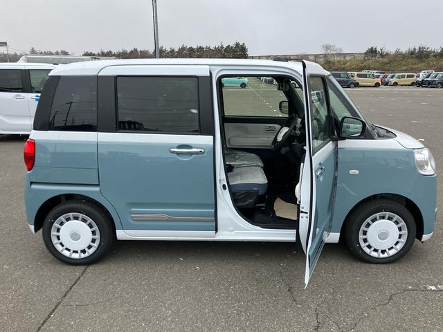 ムーヴキャンバスストライプスGターボ 届出済未使用車2WD CVT 660cc ターボ 衝突被害軽減ブレーキ 横滑り防止装置 ABS アイドリングストップ プッシュボタンスタート 両側電動スライドドア クルーズコントロール 届出済未使用車(福島県)の中古車