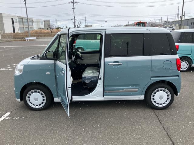 ムーヴキャンバスストライプスGターボ 届出済未使用車2WD CVT 660cc ターボ 衝突被害軽減ブレーキ 横滑り防止装置 ABS アイドリングストップ プッシュボタンスタート 両側電動スライドドア クルーズコントロール 届出済未使用車(福島県)の中古車