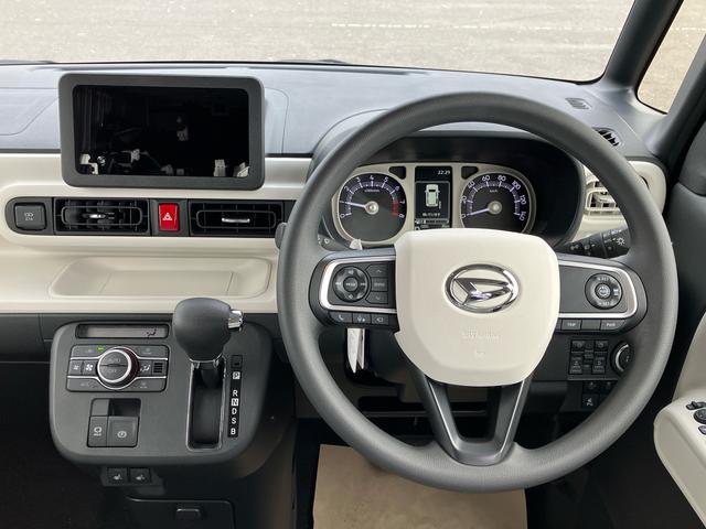 ムーヴキャンバスストライプスGターボ 届出済未使用車2WD CVT 660cc ターボ 衝突被害軽減ブレーキ 横滑り防止装置 ABS アイドリングストップ プッシュボタンスタート 両側電動スライドドア クルーズコントロール 届出済未使用車(福島県)の中古車