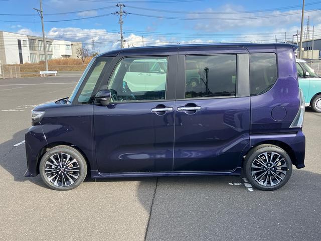 タントカスタムＲＳリミテッド　ターボ　クルコン付き　届出済未使用車２ＷＤ　ＣＶＴ　ターボ　６６０ｃｃ　両側電動スライドドア　ＥＴＣ車載器　衝突被害軽減ブレーキ　横滑り防止装置　ＡＢＳ　サイドエアバッグ　アイドリングストップ　プッシュボタンスタート　届出済未使用車（福島県）の中古車