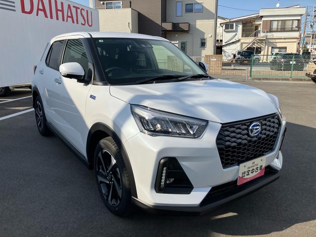 ロッキープレミアムG HEV2WD CVT 1200cc ハイブリッド ディスプレイオーディオ クルーズコントロール 衝突被害軽減ブレーキ 横滑り防止装置 ABS アイドリングストップ プッシュボタンスタート シートヒーター(福島県)の中古車