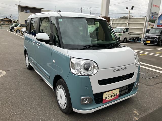 ムーヴキャンバスストライプスG2WD 660cc CVT ディスプレイオーディオ バックモニター 前席シートヒーター 衝突被害軽減ブレーキ 電動パーキングブレーキ プッシュボタンスタート 両側電動スライドドア アイドリングストップ(福島県)の中古車