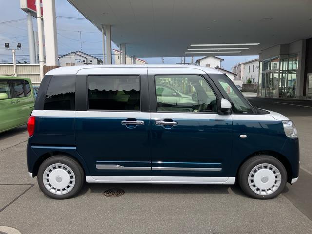 ムーヴキャンバスストライプスG2WD CVT 660cc ディスプレイオーディオ バックモニター 衝突被害軽減ブレーキ 横滑り防止機能 両側電動スライドドア 電動パーキングブレーキ プッシュボタンスタート(福島県)の中古車