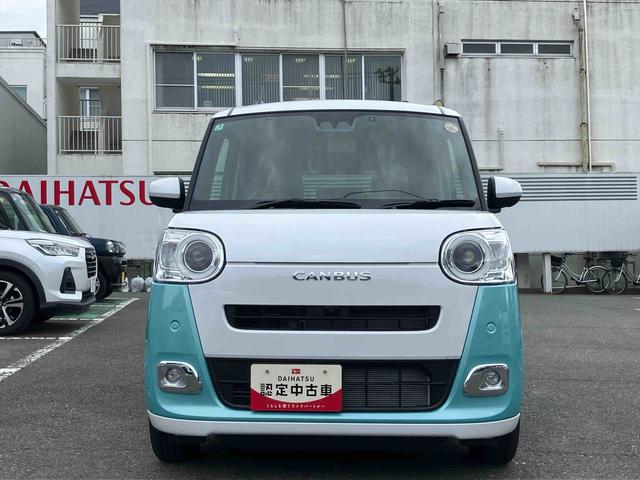 ムーヴキャンバスストライプスＧスマートアシスト　２ＷＤ　ＣＶＴ　運転席・助手席シートヒーター　電動パーキングブレーキ　オートホールド機能　両側パワースライドドア　パノラマモニター　コーナーセンサー　運転席・助手席ＳＲＳエアバッグ（福島県）の中古車