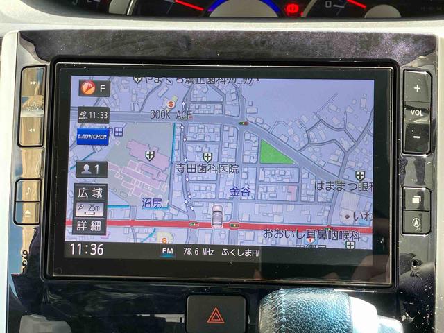 タントカスタムＲＳ　トップエディションＳＡIIターボ　２ＷＤ　ＣＶＴ　スマートアシスト　両側電動スライドドア　ナビ付き　バックカメラ　ミラクルオープンドア　プッシュボタンスタート　アイドリングストップ　ベンチシート　フォグランプ　オートライト（福島県）の中古車