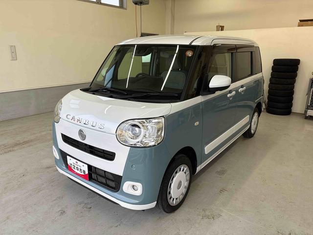 ムーヴキャンバスストライプスG IDLE非装着車4WD ディスプレーオーディオ パノラマモニターLEDヘッドライト/フォグランプ オートエアコン/ライト/ハイビーム/電動ドアミラー TVコントロールキット 電動パーキングブレーキ コーナーセンサー(秋田県)の中古車