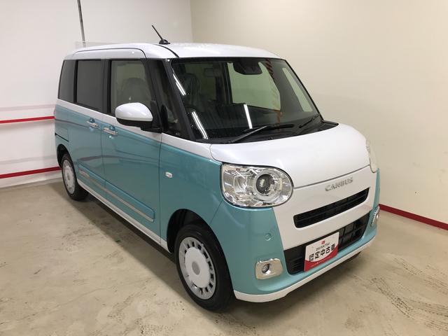 ムーヴキャンバスストライプスＧ４ＷＤ　スマートアシスト（ダイハツ予防安全機能）　サイドエアバッグ　ディスプレーオーディオ　バックカメラ　運転席・助手席シートヒータ　ＬＥＤヘッドランプ／フォグランプ　チルトステアリング／シートリフタ（秋田県）の中古車