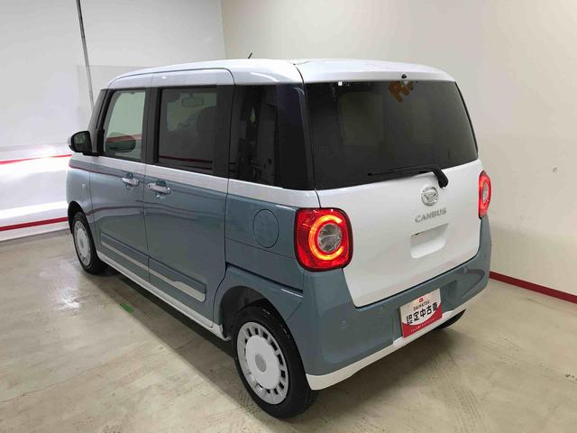 ムーヴキャンバスストライプスＧ４ＷＤ　スマートアシスト（予防安全機能）　サイドエアバック　オートライト／エアコン　バックカメラ　両側パワースライドドア　運転席・助手席シートヒーター　チルトステアリング　シートリフター（秋田県）の中古車
