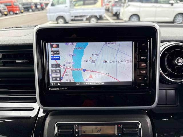 スペーシアカスタムハイブリッドＸＳ純正ナビ　ＬＥＤヘッドライト／フォグランプ　オートエアコン／ライト　電動格納ドアミラー　ステアリングスイッチ　両側電動スライドドア　コーナーセンサー　チルトステアリング　運転席シートリフター（秋田県）の中古車