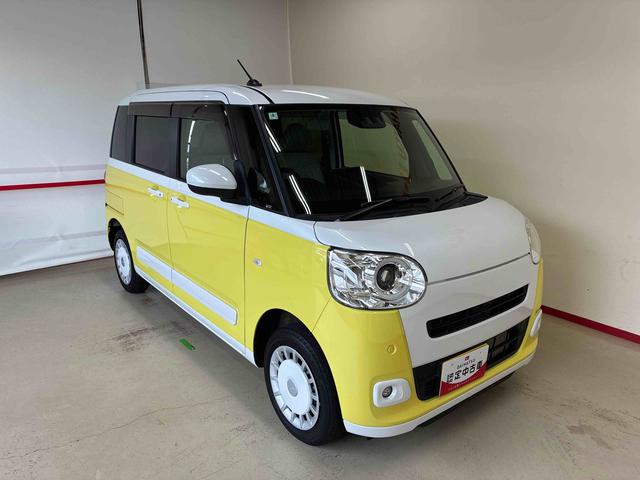 ムーヴキャンバスストライプスＧターボ４ＷＤ　スマアシ（衝突安全防止機能）　純正ディスプレイオーディオ　バックカメラ　両側パワースライドドア　オートエアコン／ライト　ＬＥＤヘッド／フォグランプ　ワイヤレス充電機能　ホッとカップホルダー（秋田県）の中古車