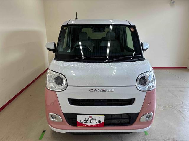 ムーヴキャンバスストライプスＧターボ４ＷＤ　スマアシ（衝突安全防止機能）　純正ディスプレイオーディオ　全周囲カメラ　両側パワースライドドア　クルーズコントロール　オートエアコン／ライト　ＬＥＤヘッド／フォグランプ　ワイヤレス充電機能（秋田県）の中古車