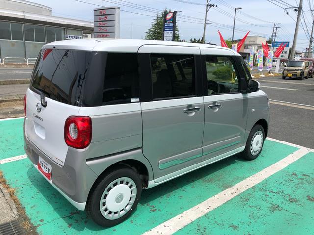 ムーヴキャンバスストライプスＧ　４ＷＤ　走行２０００ｋｍ・両側パワスラ４ＷＤ　スマートアシスト　ステアリングスイッチ　オートエアコン　電動パーキングブレーキ　ＬＥＤフォグランプ　キーフリーシステム　プッシュボタンスタート　両側パワースライドドア　コーナーセンサー（山形県）の中古車