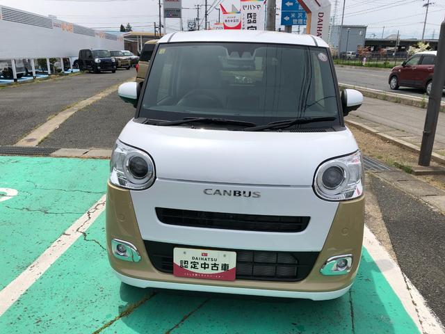 ムーヴキャンバスストライプスＧ　バックモニター・９インチオーディオ４ＷＤ　スマートアシスト　ステアリングスイッチ　９インチディスプレイオーディオ　バックモニター　キーフリーシステム　プッシュボタンスタート　両側パワースライドドア　オートエアコン　ＬＥＤフォグランプ（山形県）の中古車