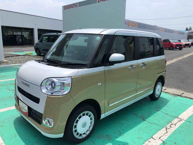 ムーヴキャンバスストライプスＧ　４ＷＤ　走行距離６０２４ｋｍ４ＷＤ　スマートアシスト　両側パワースライドドア　ステアリングスイッチ　オートエアコン　キーフリーシステム　フルホイールキャップ　置きラクボックス（山形県）の中古車