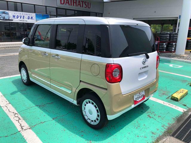 ムーヴキャンバスストライプスＧ　４ＷＤ　走行距離６０２４ｋｍ４ＷＤ　スマートアシスト　両側パワースライドドア　ステアリングスイッチ　オートエアコン　キーフリーシステム　フルホイールキャップ　置きラクボックス（山形県）の中古車
