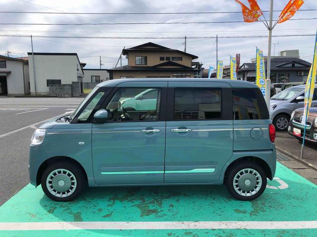 ムーヴキャンバスセオリーG 走行距離4436km LEDフォグランプ4WD スマートアシスト プッシュボタンスタート キーフリーシステム フルLEDヘッドランプ LEDフォグランプ 14インチフルホイールキャップ 本革巻きステアリングホイール(山形県)の中古車