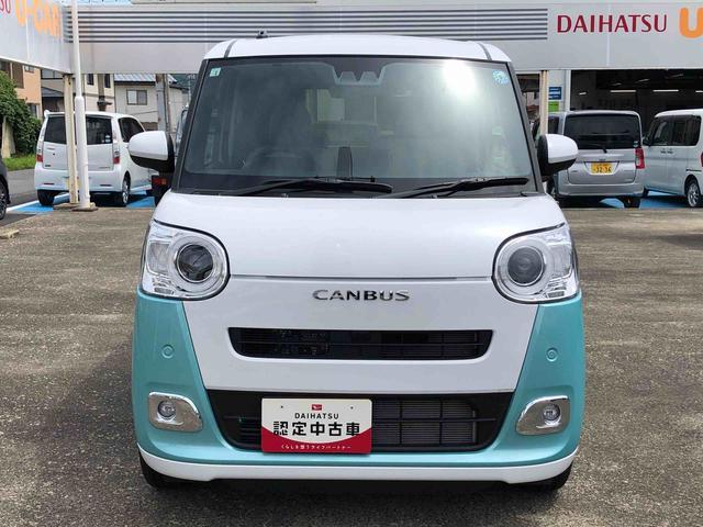 ムーヴキャンバスストライプスGターボ 4WD 走行距離3554km4WD スマートアシスト プッシュボタンスタート キーフリーシステム 両側パワースライドドア 電動パーキングブレーキ クルーズコントロール オートエアコン(山形県)の中古車