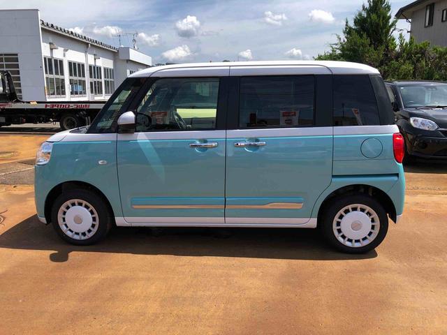 ムーヴキャンバスストライプスG 4WD 走行距離7344km4WD スマートアシスト 14インチフルホイールキャップ オートエアコン 両側パワースライドドア 電動パーキングブレーキ キーフリー ステアリングスイッチ(山形県)の中古車