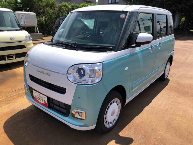 ムーヴキャンバスストライプスG 4WD 走行距離7344km4WD スマートアシスト 14インチフルホイールキャップ オートエアコン 両側パワースライドドア 電動パーキングブレーキ キーフリー ステアリングスイッチ(山形県)の中古車