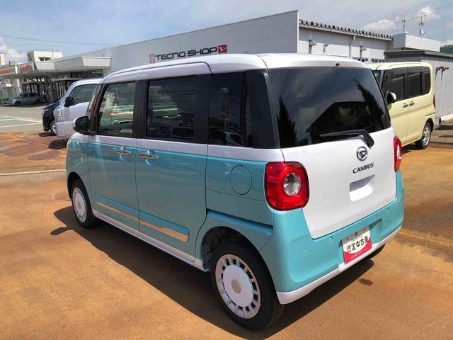 ムーヴキャンバスストライプスG 4WD 走行距離7344km4WD スマートアシスト 14インチフルホイールキャップ オートエアコン 両側パワースライドドア 電動パーキングブレーキ キーフリー ステアリングスイッチ(山形県)の中古車