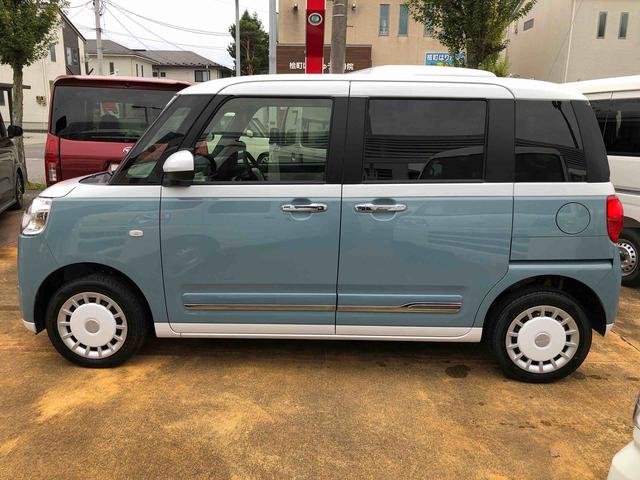 ムーヴキャンバスストライプスＧターボ　４ＷＤ　走行距離５１０１ｋｍ４ＷＤ　車検整備付き　スマートアシスト　フルホイールキャップ　オートエアコン　ステアリングスイッチ（山形県）の中古車