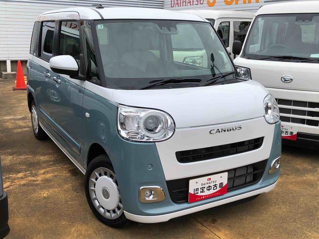 ムーヴキャンバスストライプスＧターボ　４ＷＤ　走行距離５１０１ｋｍ４ＷＤ　車検整備付き　スマートアシスト　フルホイールキャップ　オートエアコン　ステアリングスイッチ（山形県）の中古車