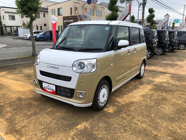 ムーヴキャンバスストライプスＧ　２ＷＤ　走行距離８８０ｋｍ２ＷＤ　スマートアシスト　１４インチフルホイールキャップ　９インチディスプレイオーディオ　両側パワースライドドア　ステアリングスイッチ（山形県）の中古車