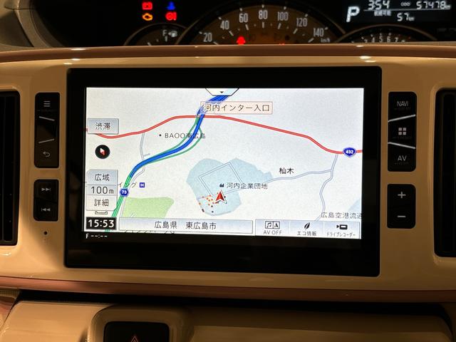 ムーヴキャンバスＧメイクアップ　ＳＡIII　　純正ナビ　　バックカメラＬＥＤヘッドランプ・フォグランプ　置き楽ボックス　オートライト　プッシュボタンスタート　セキュリティアラーム　パノラマモニター対応カメラ　両側パワースライドドア（広島県）の中古車