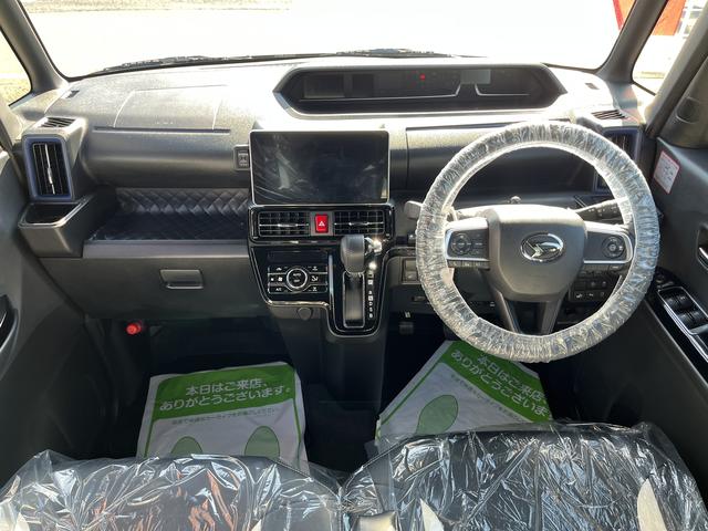 タントカスタムRSワンオーナー LEDヘッドライト/フォグランプ 9インチナビ ETC パノラマモニター ドライブレコーダー 運転席/助手席シートヒーター 両側パワースライドドア 本革風シートカバー 禁煙車 記録簿(島根県)の中古車