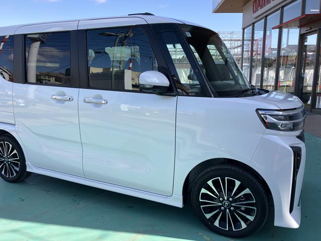 タントカスタムＲＳ両自動ドア　アイドリングストップ機能　キーフリーキー　車線逸脱　助手席エアバック　安全ボディ　タ−ボ　ＬＥＤヘットライト　オートＨビーム　Ａライト　盗難防止　ＡＢＳ　アルミホイール　エアバック（山口県）の中古車