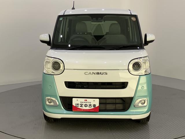 ムーヴキャンバスストライプスGターボ追従走行 追突被害軽減ブレーキ シートヒータ 車線逸脱警報 USB ターボエンジン スマートキー キーフリー オートマチックハイビーム ABS エアバック アイドリングSTOP 電動格納式ミラー(山口県)の中古車