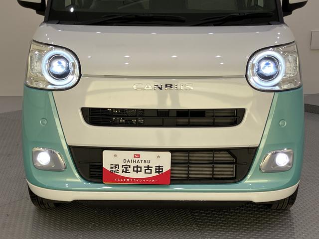 ムーヴキャンバスストライプスGターボ追従走行 追突被害軽減ブレーキ シートヒータ 車線逸脱警報 USB ターボエンジン スマートキー キーフリー オートマチックハイビーム ABS エアバック アイドリングSTOP 電動格納式ミラー(山口県)の中古車