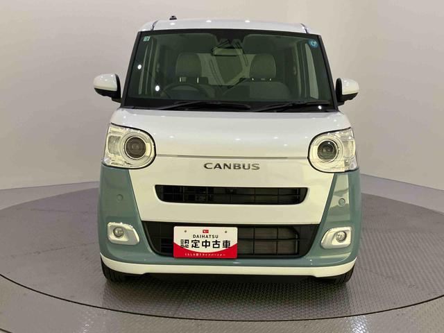 ムーヴキャンバスストライプスGハンズフリー両側電動ドア 全方位M 衝突被害軽減装置 スマキー 電動格納 ハイビームアシスト USB接続 エコアイドル レーンキープアシスト LEDヘッドライト シートヒーター キーフリー ABS(山口県)の中古車