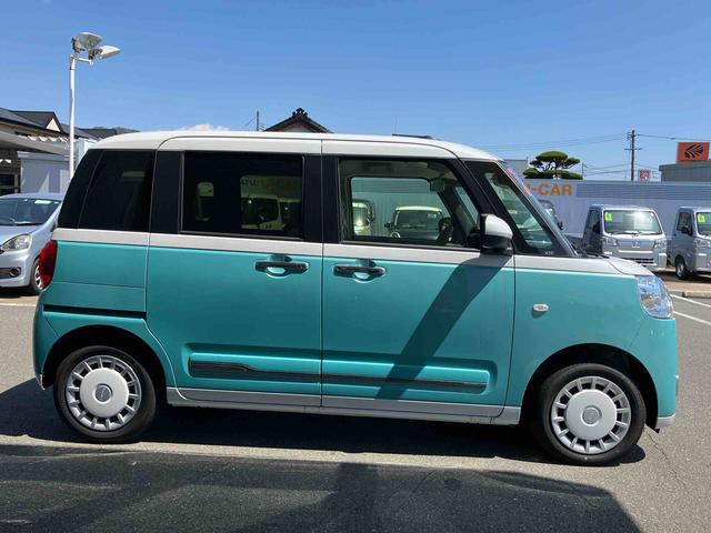 ムーヴキャンバスストライプスＧ　バックカメラ　シートヒーター盗難防止　衝突安全ボディ　衝突被害軽減装置　前席シートヒーター　オートライト　オートＬＥＤ　ＬＥＤライト　スマートキー・プッシュスタート　アイドリングＳ　左右オートスライドドア　キーフリーキー（山口県）の中古車