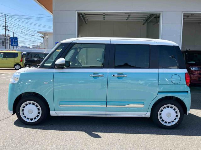 ムーヴキャンバスストライプスＧ　バックカメラ　シートヒーター盗難防止　衝突安全ボディ　衝突被害軽減装置　前席シートヒーター　オートライト　オートＬＥＤ　ＬＥＤライト　スマートキー・プッシュスタート　アイドリングＳ　左右オートスライドドア　キーフリーキー（山口県）の中古車