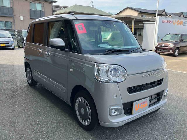 ムーヴキャンバスセオリーＧターボ　パノラマモニター　シートヒーターバックモニター　シートヒータ　車線逸脱警報　ＬＥＤヘッドライト　ターボ　盗難防止システム　禁煙　キーフリーシステム　オートライト　アイドリングストップ　ベンチシート　全周囲モニター（山口県）の中古車