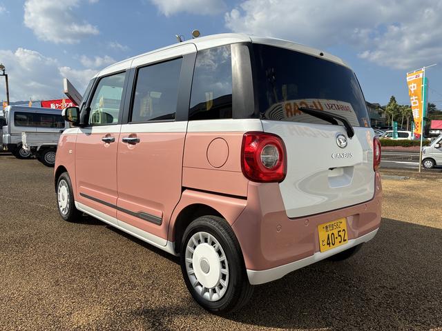 ムーヴキャンバスストライプスＧインパネシフト　プッシュスタートスイッチ　電子カードキー　電動パーキングブレーキ　オートハイビーム　車線逸脱警報　エマージェンシーブレーキ　ＡＢＳ　両Ｐドア（鹿児島県）の中古車