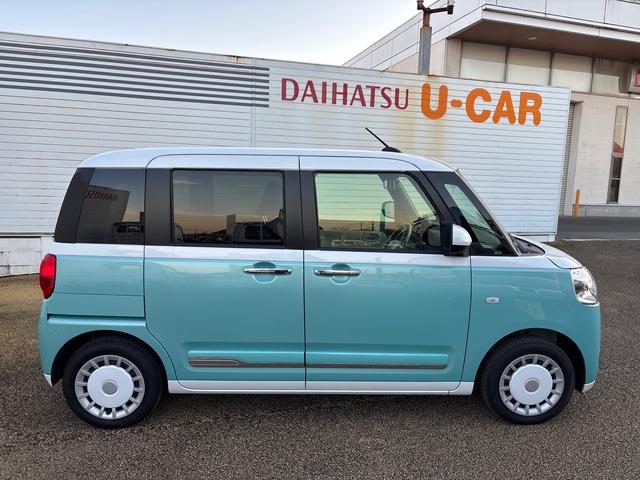 ムーヴキャンバスストライプスＧインパネシフト　プッシュスタートスイッチ　電子カードキー　電動パーキングブレーキ　Ｗパワースライドドア　前後誤発進抑制　車線逸脱警告　オートハイビーム　ＡＢＳ（鹿児島県）の中古車