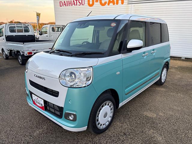 ムーヴキャンバスストライプスＧインパネシフト　プッシュスタートスイッチ　電子カードキー　電動パーキングブレーキ　Ｗパワースライドドア　前後誤発進抑制　車線逸脱警告　オートハイビーム　ＡＢＳ（鹿児島県）の中古車