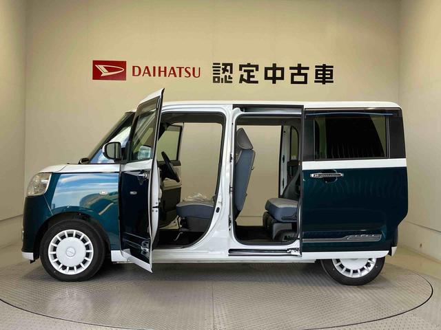 ムーヴキャンバスストライプスGターボスマートアシスト搭載 パノラマモニター対応 後席両側電動スライドドア オートエアコン オートライト キーフリー アイドリングストップ ABS 電動ドアミラー(熊本県)の中古車