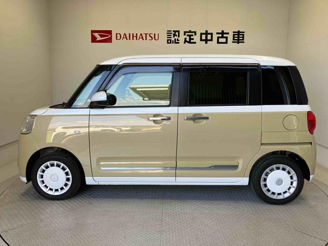 ムーヴキャンバスストライプスＧスマートアシスト搭載　後席両側電動スライドドア　バックカメラ付き　オートエアコン　オートライト　キーフリー　アイドリングストップ　ＡＢＳ　電動ドアミラー（熊本県）の中古車