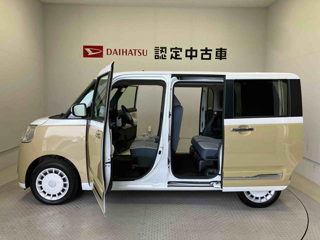 ムーヴキャンバスストライプスＧスマートアシスト搭載　後席両側電動スライドドア　バックカメラ付き　オートエアコン　オートライト　キーフリー　アイドリングストップ　ＡＢＳ　電動ドアミラー（熊本県）の中古車