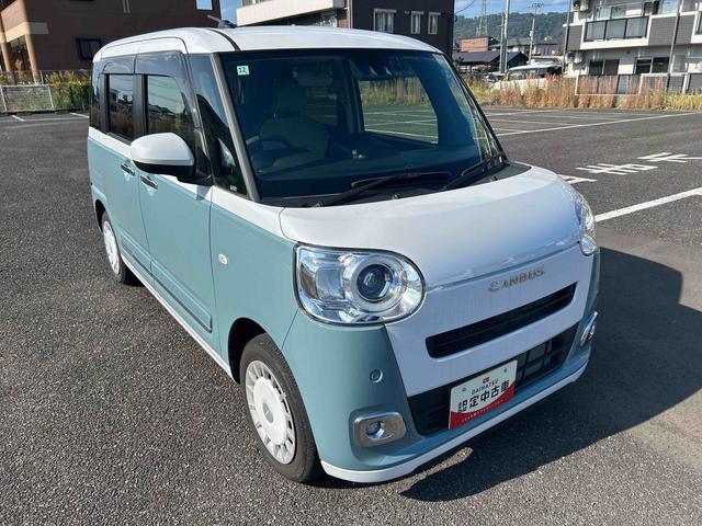 ムーヴキャンバスストライプスGインパネシフト プッシュスタートスイッチ 電子カードキー 電動パーキングブレーキ ディスプレイオーディオ フォグランプ オートハイビーム 車線逸脱警報 エマージェンシーブレーキ 両Pドア ABS(鹿児島県)の中古車