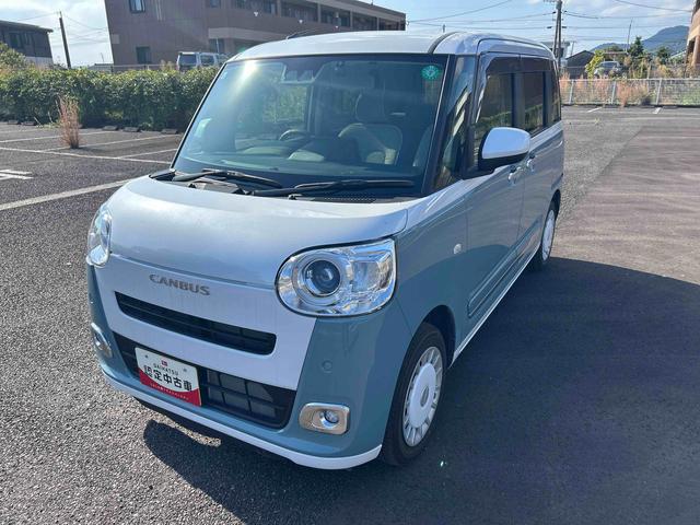 ムーヴキャンバスストライプスGインパネシフト プッシュスタートスイッチ 電子カードキー 電動パーキングブレーキ ディスプレイオーディオ フォグランプ オートハイビーム 車線逸脱警報 エマージェンシーブレーキ 両Pドア ABS(鹿児島県)の中古車