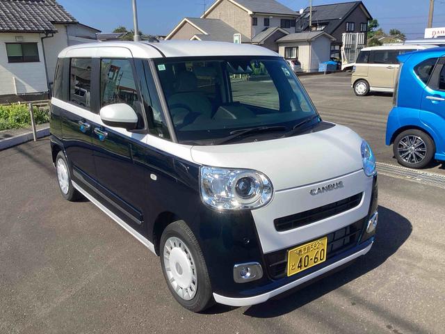 ムーヴキャンバスストライプスＧインパネシフト　電子カードキー　プッシュスタートスイッチ　電動パーキングブレーキ　オートハイビーム　車線逸脱警報　ＡＢＳ　エマージェンシーブレーキ（鹿児島県）の中古車