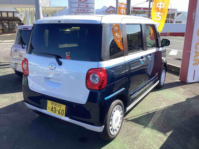 ムーヴキャンバスストライプスＧインパネシフト　電子カードキー　プッシュスタートスイッチ　電動パーキングブレーキ　オートハイビーム　車線逸脱警報　ＡＢＳ　エマージェンシーブレーキ（鹿児島県）の中古車