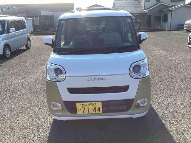 ムーヴキャンバスストライプスGターボターボ車 インパネシフト プッシュスタートスイッチ 電子カードキー 電動パーキングブレーキ 両側電動スライドドア カーナビ 衝突回避支援装置 車線逸脱警告 オートマチックハイビーム ABS(鹿児島県)の中古車