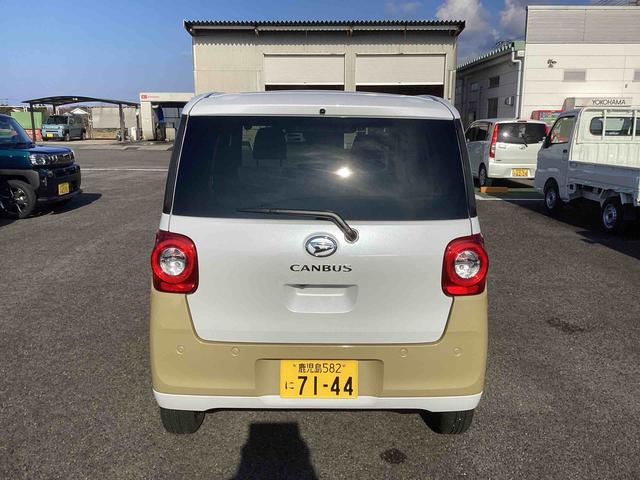 ムーヴキャンバスストライプスGターボターボ車 インパネシフト プッシュスタートスイッチ 電子カードキー 電動パーキングブレーキ 両側電動スライドドア カーナビ 衝突回避支援装置 車線逸脱警告 オートマチックハイビーム ABS(鹿児島県)の中古車