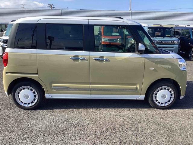 ムーヴキャンバスストライプスGターボターボ車 インパネシフト プッシュスタートスイッチ 電子カードキー 電動パーキングブレーキ 両側電動スライドドア カーナビ 衝突回避支援装置 車線逸脱警告 オートマチックハイビーム ABS(鹿児島県)の中古車